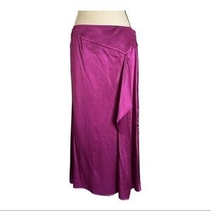 Zozo A-Line Front Ruffle Satin Viscose Mulberry Midi Slip Skirt Size 12